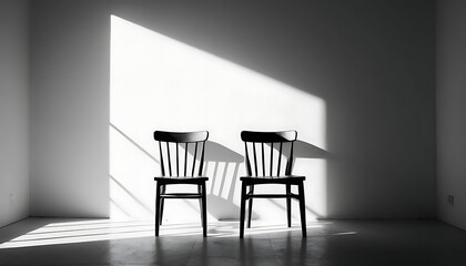 Minimalist still life scene with clean modern aesthetic, dramatic window shadows and warm natural light on neutral wall, editorial-style product backdrop