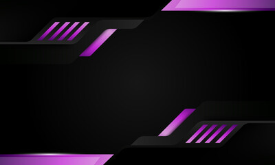 Black and neon purple geometric background design. The design features a hexagonal pattern in the background and layered, angular shapes in the foreground. vector