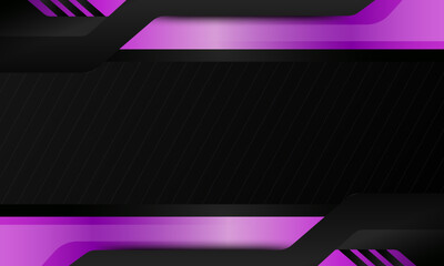 Black and neon purple geometric background design. The design features a hexagonal pattern in the background and layered, angular shapes in the foreground. vector