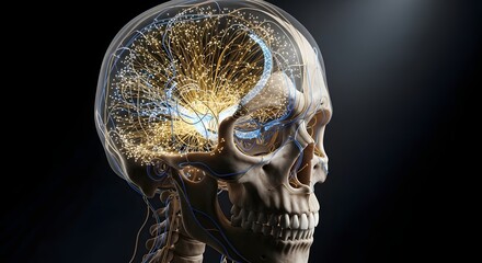 Represents high-level cognitive enhancement, technological integration, human-AI merging, advanced communication, and the future of the mind.