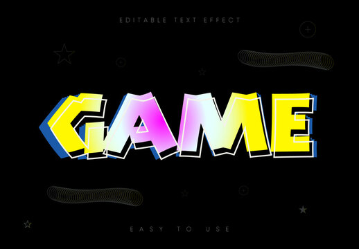 Bold Layered Block Letter Pop Game Text Template