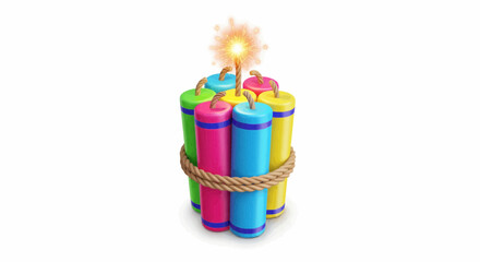 Colorful Dynamite Bundle Illustration A Symbol of Explosive Energy and Risk on White