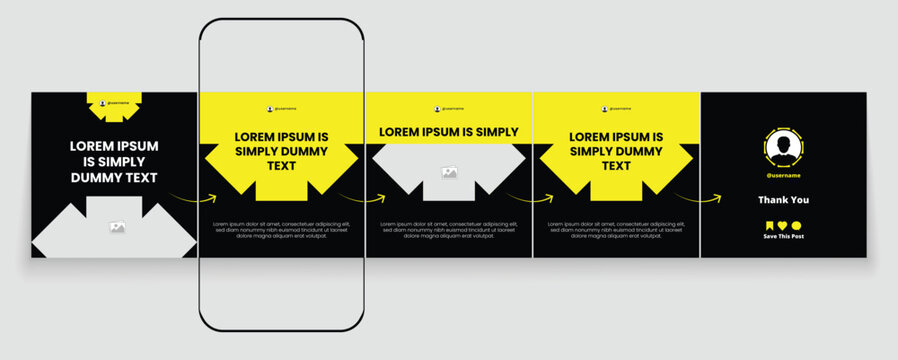 Set of LinkedIn carousel post, social media Instagram carousel post, modern and editable business carousel template design	