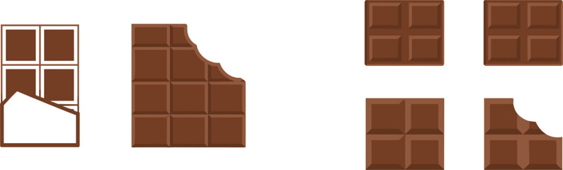 Chocolate Bar Pieces and Bites Flat Design candy sweet