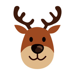 Simple flat design Christmas reindeer head