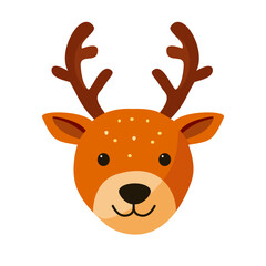 Adorable cartoon reindeer with a friendly smile.