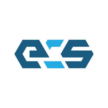 This is a flat logo design that depicts letters ecs in lowercase in blue color combination. The logo looks bold and sharp in hexagonal shapes that together forming an initial ecs.