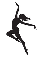Elegant silhouette of a woman performing a graceful dance pose