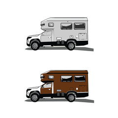 Fototapeta premium Brown Grey Ninibus Van Vector Illustration.eps