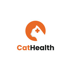 Modern cat health logo design offering professional veterinary services for your furry friend