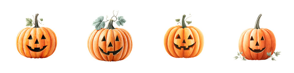 Fototapeta premium Smiling Halloween Pumpkins: Jack-o'-Lantern Icons
