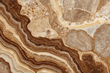 Natural stone texture with rich brown, golden, and cream hues featuring wavy patterns and smooth transitions for depth and elegance in interior design projects