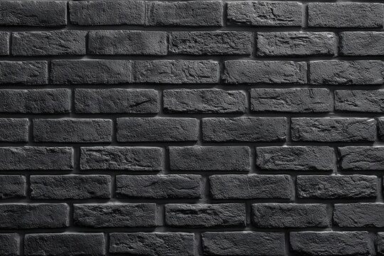 Dark gray brick wall texture showcasing unique unevenness and masonry traces, enhanced by shadow play to create a minimalist and striking visual appeal for contemporary spaces