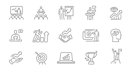 Business icon web icons. Thin outline signs and symbols. Commercial activities, finance concept