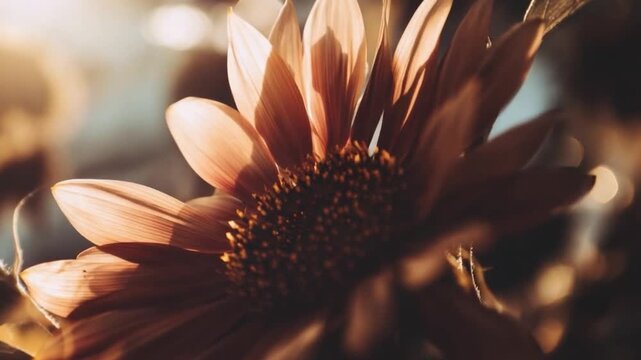 Golden Sunflower in Sunlight: A close-up view captures the intricate details and warm hues of a sunflower illuminated by golden sunlight. This botanical wonder celebrates life's simple pleasures