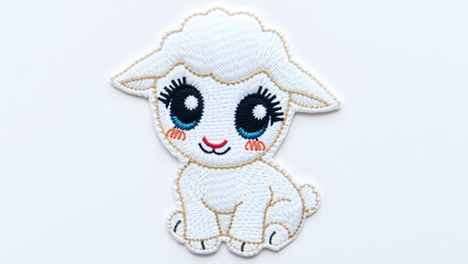 Obraz premium Embroidery Design Cute Little Lamb Embroidered Patch Design