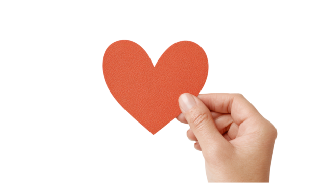 Hand Holding Red Paper Heart - Symbol of Love and Care