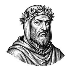 Fototapeta premium Dante portrait against white background