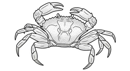 Detailed illustration of a crab with open claws against a clean white backdrop