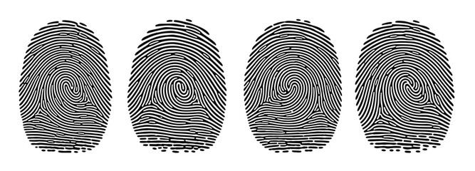 Fingerprints in woodcut style in black and white