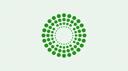 Abstract green circular pattern of dots on a light background