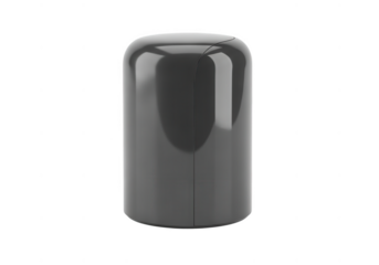 Glossy dark gray cylindrical cap isolated on transparent background