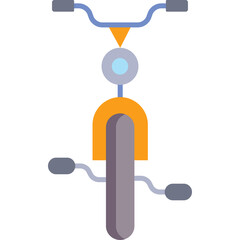 Front View Of A Bicycle With Orange Frame Blue Handlebars And Grey Wheels Detailed Vector Illustration With Clean Lines On Transparent Background