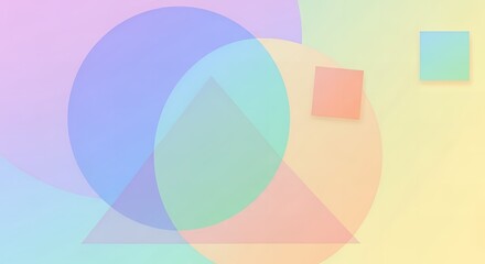 Pastel Geometric Shapes Abstract Background with Overlapping Translucent Elements