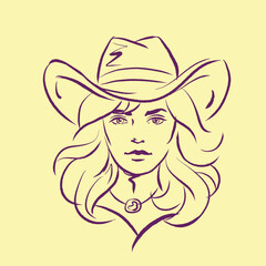 cowgirl in hat vector for illustration card decoration
