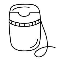 Simple black line illustration of dental floss in minimal outline style. Perfect for dental clinic materials, oral hygiene infographics, health posters, educational apps, websites and packaging design