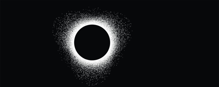Solar eclipse .Star and moon in space. Futuristic landscape, with noise texture . Night landscape .Vector illustration
