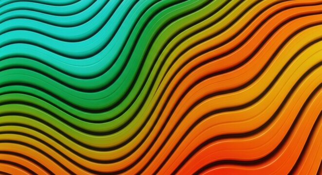 Abstract wavy lines background with orange and green gradient color pattern
