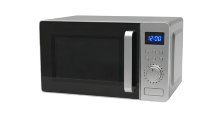 Modern microwave oven isolated on transparent background for kitchen use