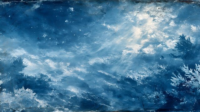 A breathtaking celestial panorama unfolds with starlight twinkling amidst swirling clouds, evoking a sense of wonder and vastness