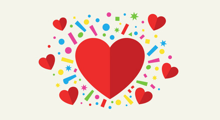 Heart Confetti Celebration - A Burst of Love and Joy.
