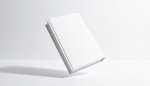 Floating White Book Mockup on White Background