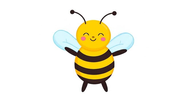 Cartoon Bee with Wings Isolated.