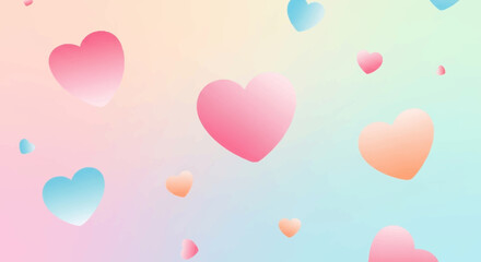 Pastel Hearts Floating in a Dreamy Gradient Background.