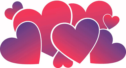 A collection of hearts in various shades of pink and purple.