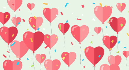 Heart Balloons Floating in Celebration of Love and Affection.