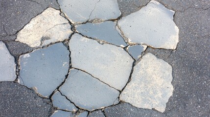 A cracked asphalt road.