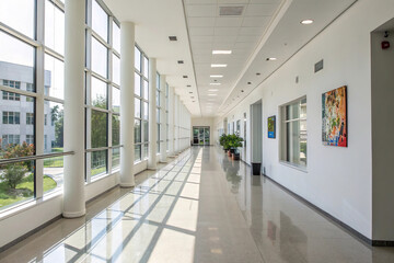 Bright, clean hallway in a modern