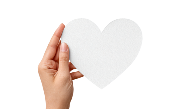 Hand Holding a White Heart: Love, Support, and Valentine's Day Concept