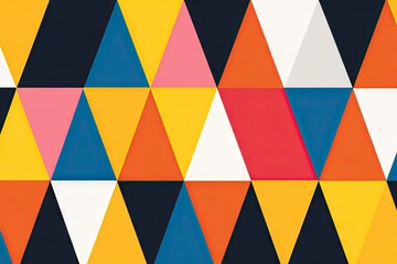 Bright geometric pattern of colorful triangles in a seamless design