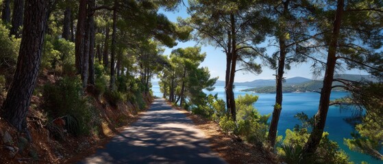 Coastal path through pine forest