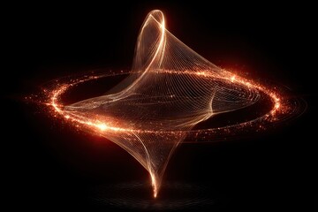 Glowing vortex of spiraling lines around a sparkling ring