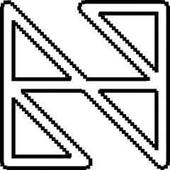 Triangle pixel shape icons and signs. Graphic elements