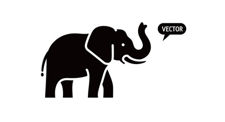 Obraz premium Black silhouette of an elephant with a red vector speech bubble