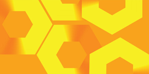 Vibrant orange and yellow abstract background with geometric line hexagon, Vector illustration.