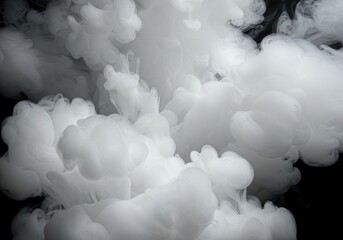 Abstract atmospheric texture of swirling white vapor and mist creates a mysterious and volumetric background effect suitable for design, soft, digital, haze